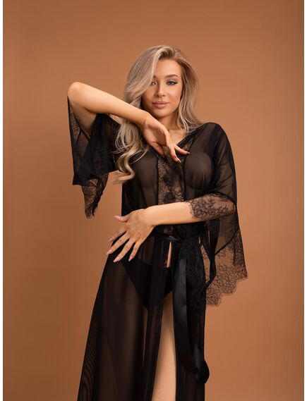 Элегантный пеньюар с отделкой кружевом (Muse) L/XL , изображение 3