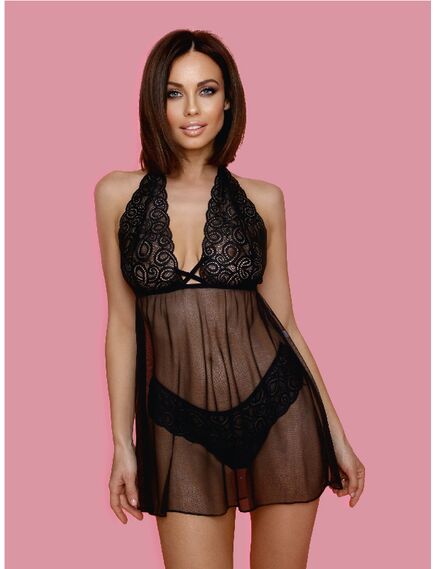 Эротическая сорочка черная L/XL, Выберите размер : L/XL 