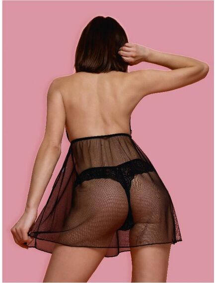 Эротическая сорочка черная L/XL, Выберите размер : L/XL , изображение 2