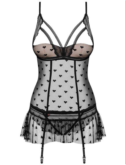 Мягкий корсет с трусиками Obsessive HEARTIA CORSET (L/XL) , изображение 3