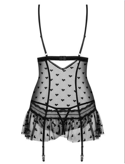 Мягкий корсет с трусиками Obsessive HEARTIA CORSET (L/XL) , изображение 4