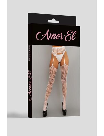 Чулки с поясом Amor EL (S/L) белый , изображение 2