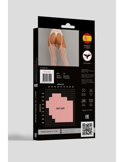 Чулки с поясом Amor EL (S/L) белый , изображение 3