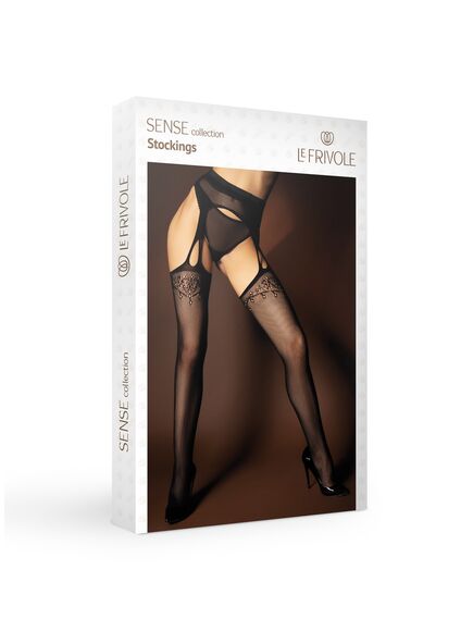 Чулки с поясом и готическим узором черного цвета (SENSE) , изображение 2