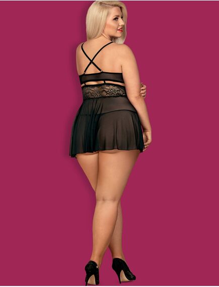 Бэби-долл 838 BAB 1 babydoll & thong black (L/XL), Выберите размер : L/XL , изображение 4