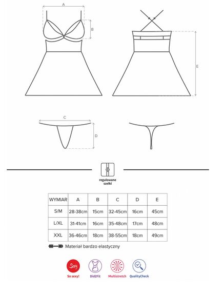 Бэби-долл 838 BAB 1 babydoll & thong black (L/XL), Выберите размер : L/XL , изображение 5