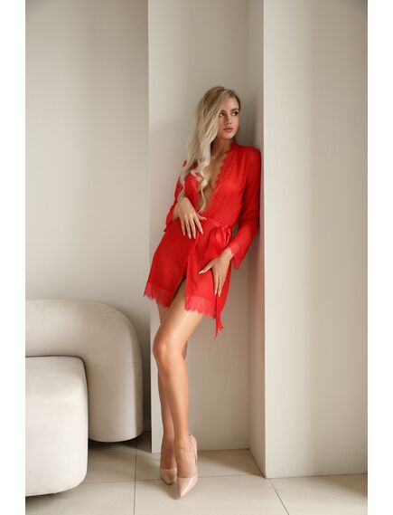 Пеньюар с кружевом красный (Muse), XXL/XXXL , изображение 5