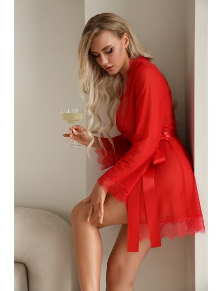 Пеньюар с кружевом красный (Muse), XXL/XXXL , изображение 6