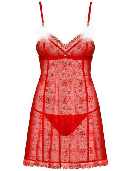 Сорочка новогодняя Obsessive Claussica Babydoll (M/L) , изображение 5
