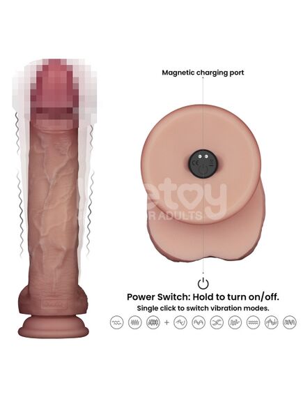 Вибратор с подвижной кожей из двухслойного силикона с пультом Д/У "10 Skin Pro II", 21 см , изображение 3