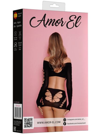 Соблазнительное мини платье со шнуровкой на груди (чёрное), Размер S/L , изображение 6