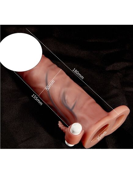 Насадка на член с вибрацией и фиксацией под мошонку, 18 см , изображение 2