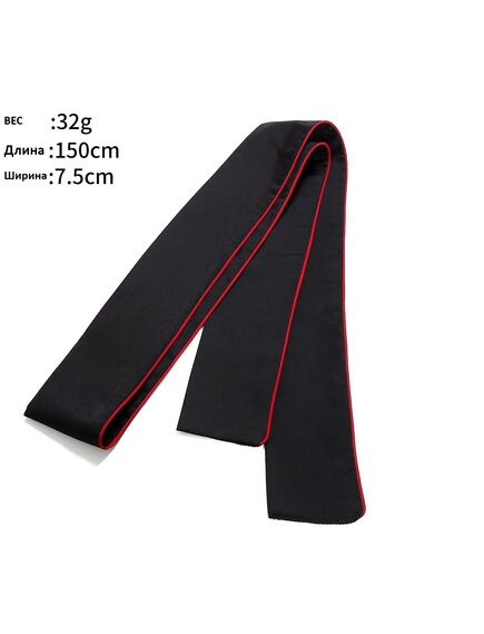 Повязка на глаза черная с красной строчкой , изображение 5