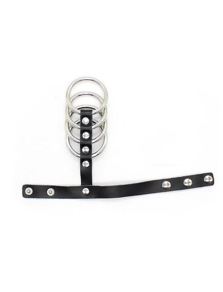 Сбруя на половой член и мошонку 4 кольца с ремешком , изображение 2