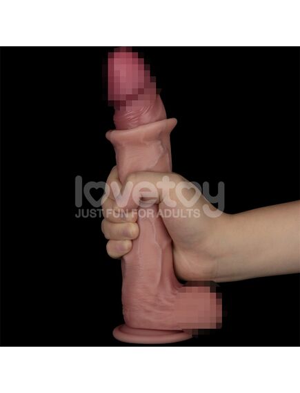 Фаллоимитатор с подвижной кожей из двухслойного силикона "10 Sliding Skin Pro II", 25 см , изображение 2