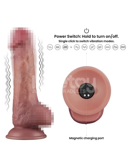 Реалистичный вибратор на присоске "Dual-density Power Cock", 21,6 см , изображение 3