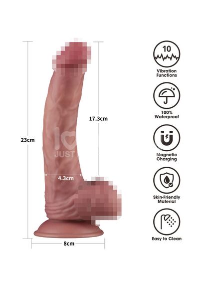 Реалистичный вибратор на присоске "Dual-density Power Cock", 23 см , изображение 2