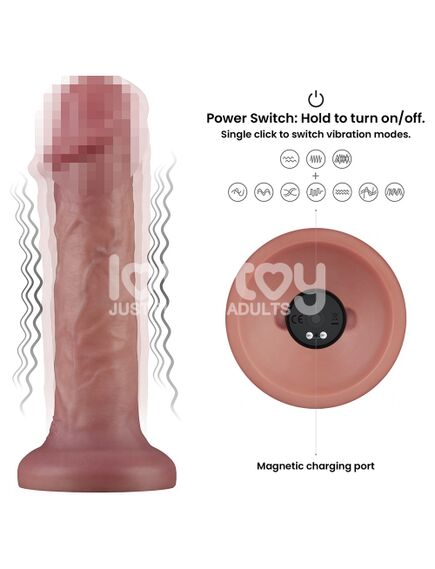 Реалистичный вибратор на присоске "Dual-density Power Cock", 20 см , изображение 3