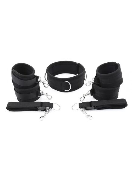 БДСМ фиксация на ремнях 3 предмета (ошейник, наручники, оковы) , изображение 2