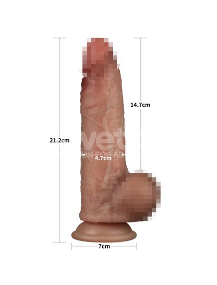 Фаллоимитатор с подвижной кожей из двухслойного силикона "8,5 Sliding Skin Pro", 21,2 см , изображение 2