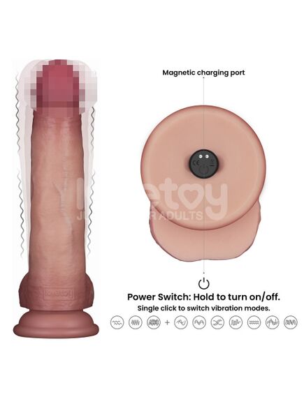 Вибратор с подвижной кожей из двухслойного силикона с пультом Д/У "8,5 Skin Pro II", 21,5 см , изображение 4