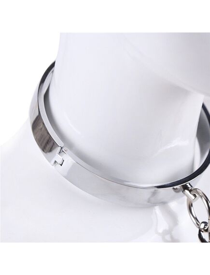 Металлический БДСМ ошейник с поводком , изображение 2