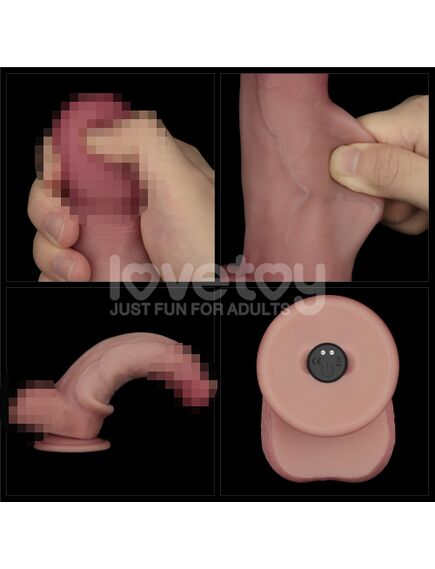 Вибратор с подвижной кожей из двухслойного силикона с пультом Д/У "8 Skin Pro II", 20 см , изображение 5