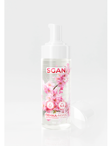 Пенка-мусс для интимной гигиены SGAN с пребиотическим эффектом, ultra-мягкая с pH 3.8–4.5 , изображение 3