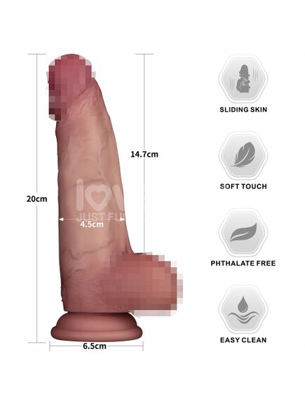 Фаллоимитатор с подвижной кожей из двухслойного силикона "8 Sliding Skin Pro II", 20 см , изображение 3