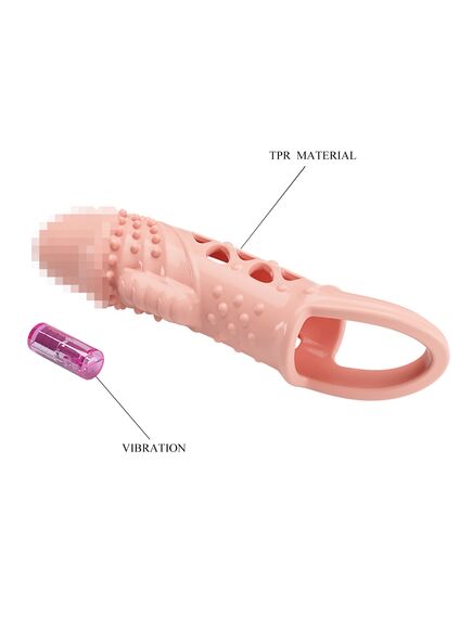 Насадка удлиняющая с подхватом под мошонку и вибрацией "Cecelia", 18,5 см , изображение 4