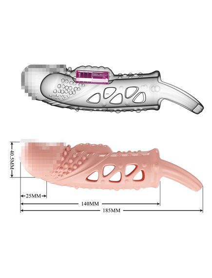 Насадка удлиняющая с подхватом под мошонку и вибрацией "Cecelia", 18,5 см , изображение 5