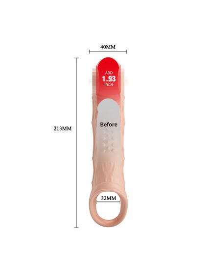 Насадка удлиняющая с подхватом под мошонку и вибрацией "Brad", телесная 21,3 см , изображение 5