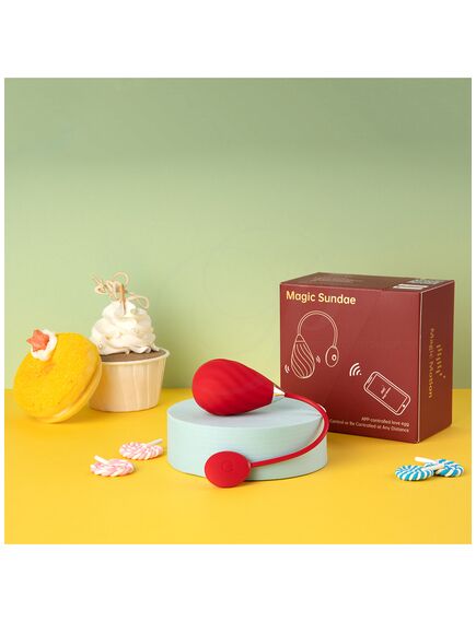 Виброяйцо "Magic Sundae" с управлением через телефон, красный , изображение 5