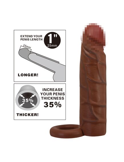 Насадка удлиняющая с подхватом под мошонку "Kaile", коричневая, 15 см , изображение 2