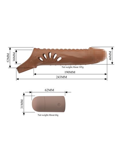 Насадка удлиняющая со съемной вибропулей и пультом Д/У, 12 режимов, 24,3 см , изображение 5