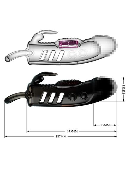 Насадка удлиняющая с подхватом под мошонку и вибрацией "Cecelia", прозрачно-серая, 18,5 см , изображение 5