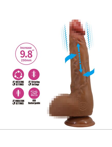 Вибратор реалистичный с ротацией и возвратно-поступательными движениями "Wilks", 25 см , изображение 2