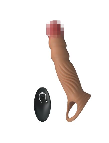 Насадка удлиняющая с подхватом под мошонку "Leslie", коричневая, 21 см , изображение 2