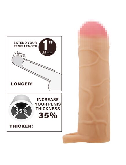 Насадка удлиняющая с подхватом под мошонку "Bunion", телесная, 16,5 см , изображение 2