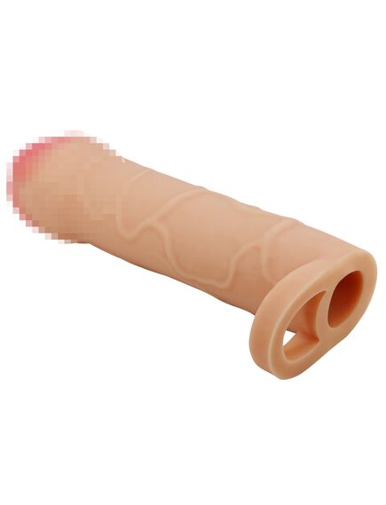 Насадка удлиняющая с подхватом под мошонку "Bunion", телесная, 16,5 см , изображение 4