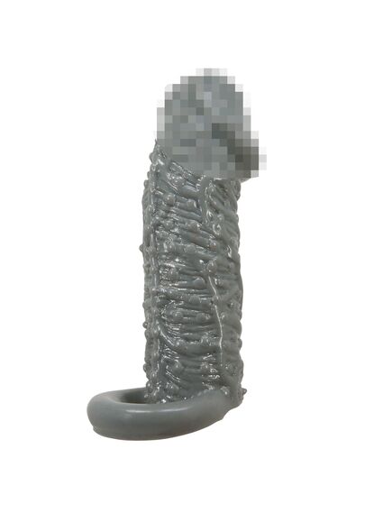 Насадка на член увеличивающая, с крупными точками "Chelsea", серая , изображение 3