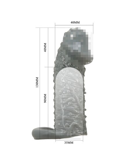 Насадка на член увеличивающая, с крупными точками "Chelsea", серая , изображение 5