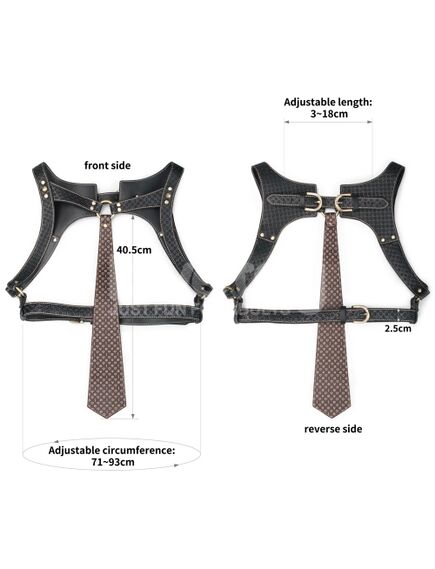 Костюм БДСМ в комплекте галстук, кольцо для страпона и портупея с гартерами , изображение 3