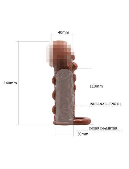 Насадка рельефная, удлиняющая с подхватом под мошонку, 14 см , изображение 5