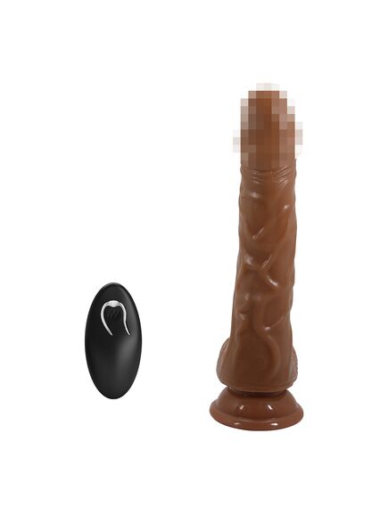 Вибратор реалистичный с ротацией и возвратно-поступательными движениями и пультом Д/У "Bodach" 21 см , изображение 2
