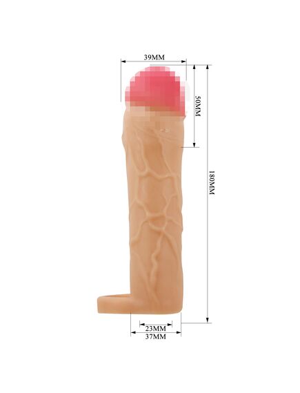 Насадка удлиняющая с подхватом под мошонку "Hani", телесный, 18 см , изображение 5