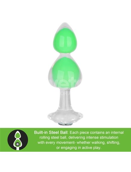 Силиконовая анальная пробка "Gemoria" (светится в темноте), зеленая , изображение 2