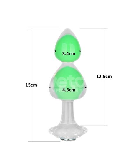 Силиконовая анальная пробка "Gemoria" (светится в темноте), зеленая , изображение 3