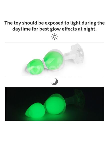 Силиконовая анальная пробка "Gemoria" (светится в темноте), зеленая , изображение 5