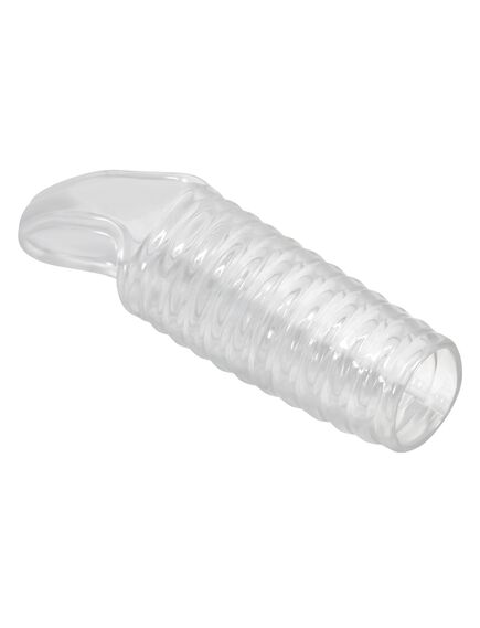 Насадка рельефная, открытая с подхватом под мошонку, прозрачная , изображение 3